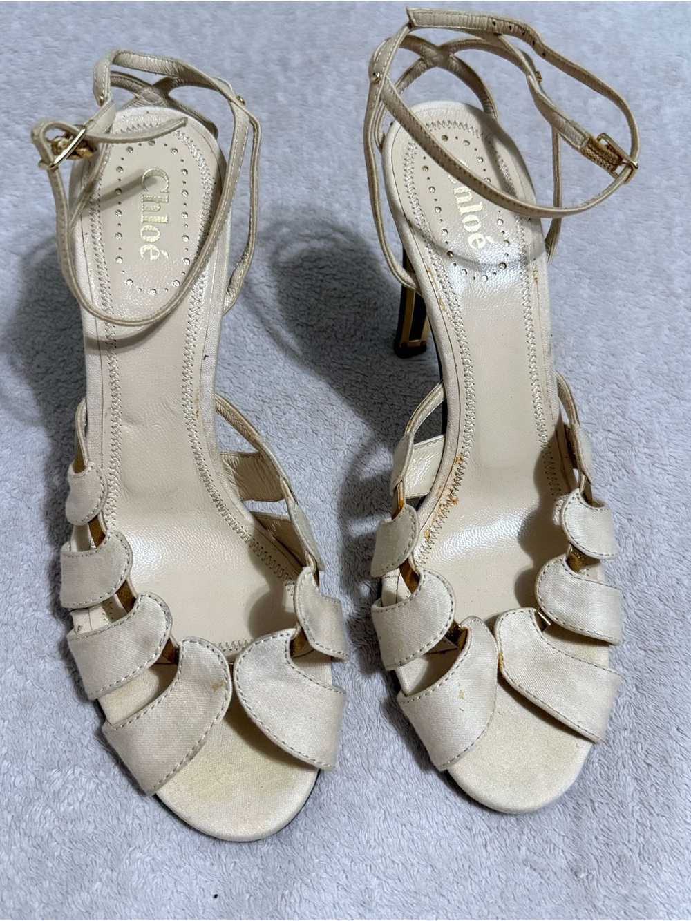 Chloé Cream Ankle Strap Heels
